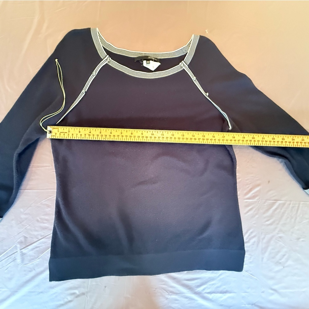 Les Copains 3/4 Sleeve Navy Boatneck Sweater Size 44/XL MSRP $550 from Saks - Picture 5 of 13